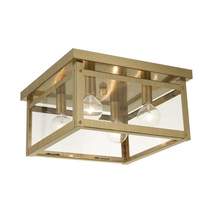 Livex Milford Flush Mount, Antique Brass