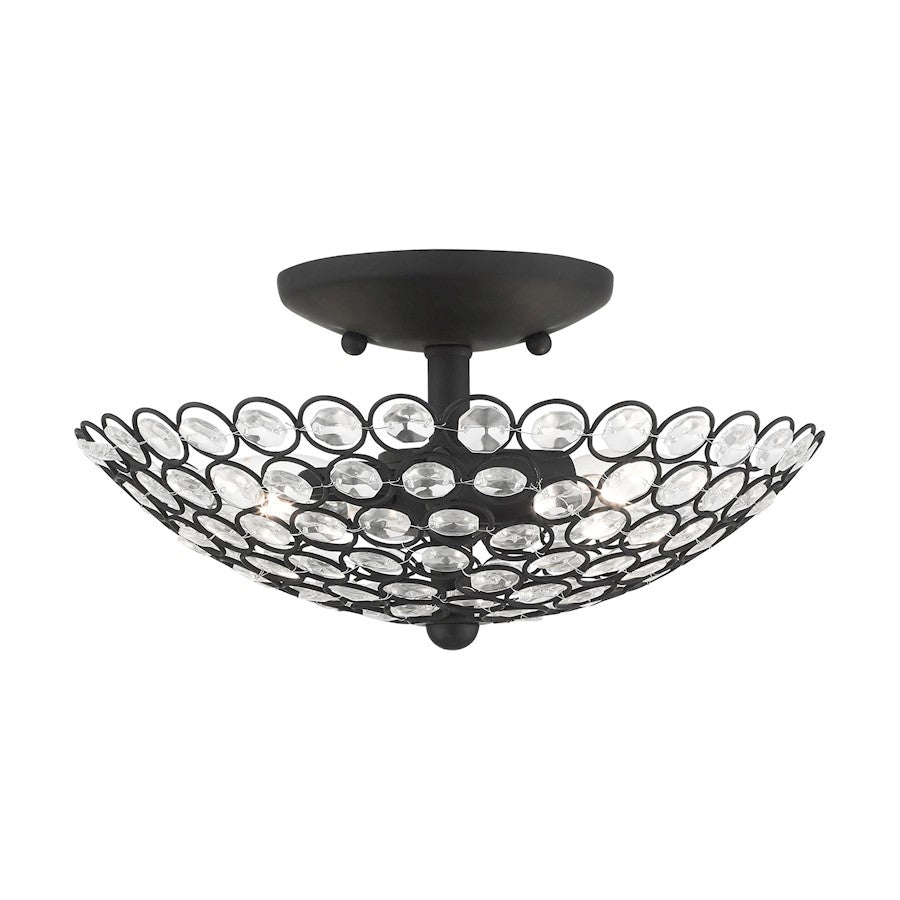 Livex Cassandra 2 Light Semi Flush Mount, Black