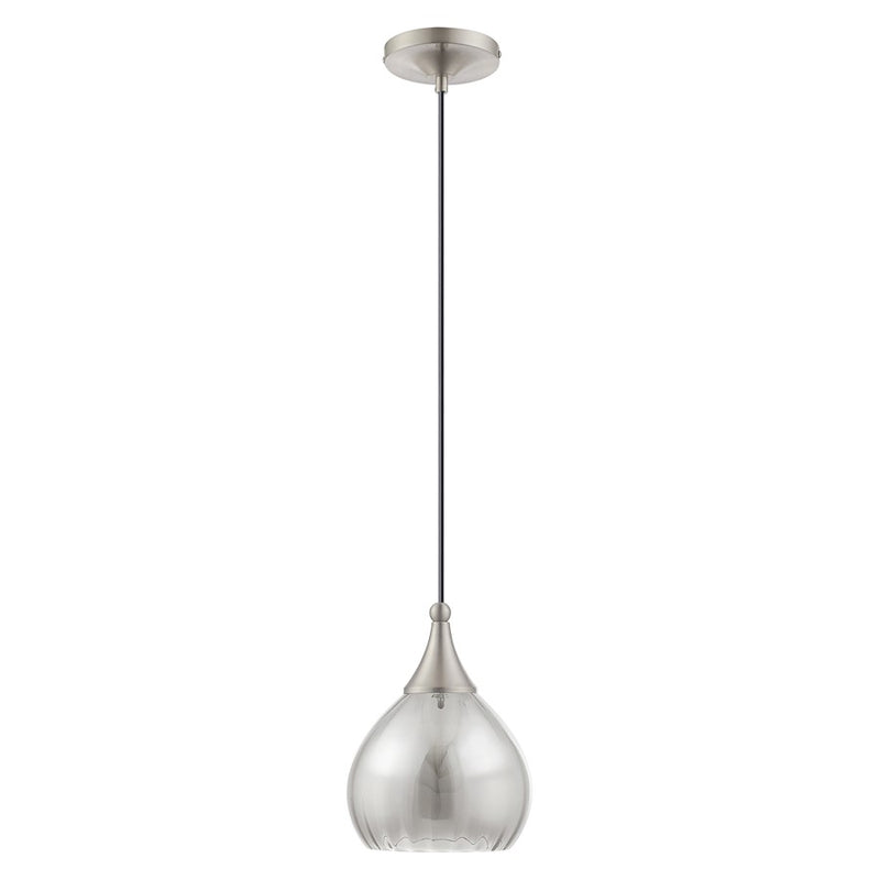 Livex Lighting Art Glass 1 Light Mini Pendant, Smoke