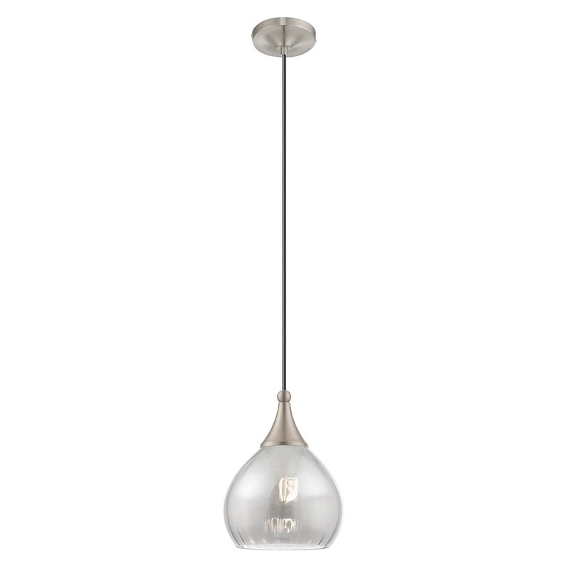 Livex Lighting Art Glass 1 Light Mini Pendant, Smoke
