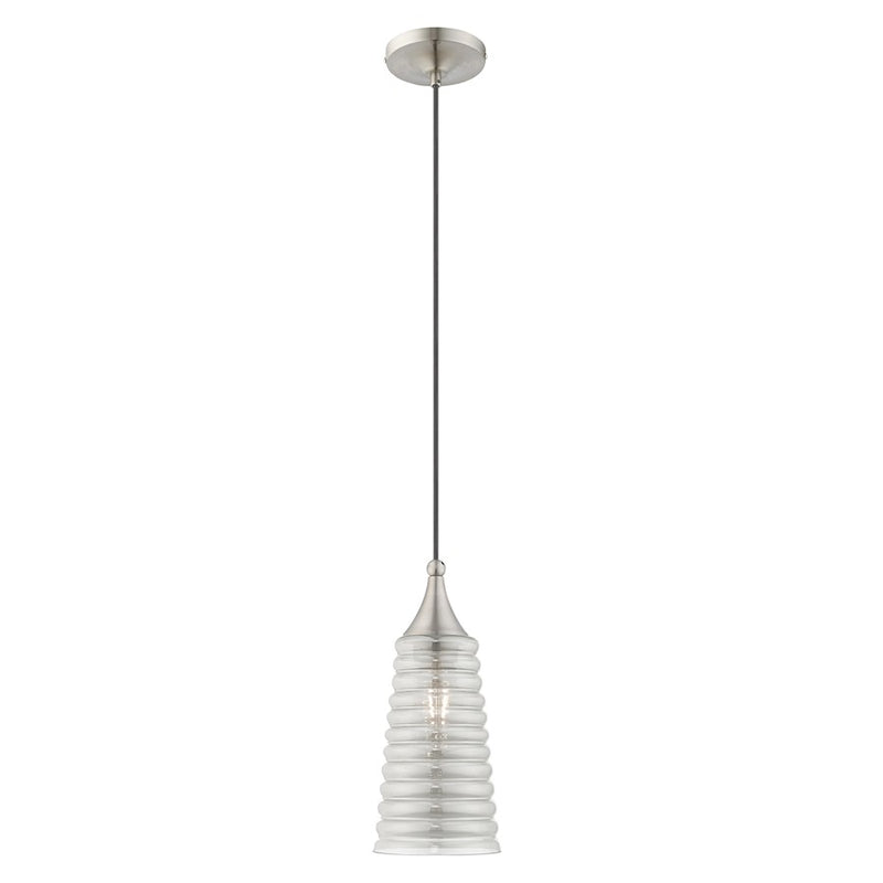 Livex Lighting Art Glass 1 Light Mini Pendant, Ribbed