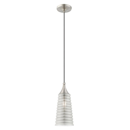 Livex Lighting Art Glass 1 Light Mini Pendant, Ribbed