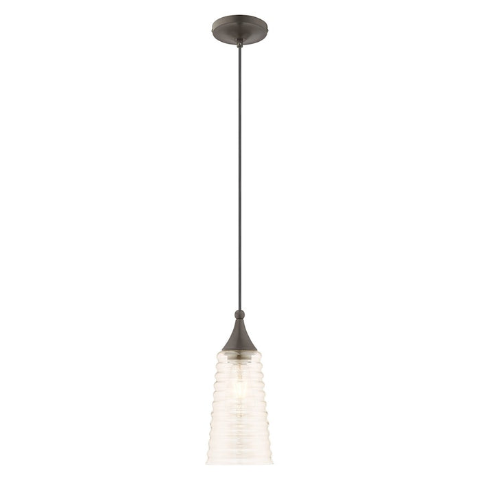 Livex Lighting Art Glass 1 Light Mini Pendant, Ribbed