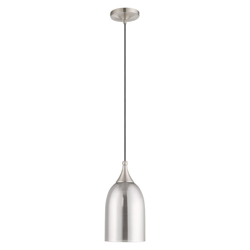 Livex Lighting Art Glass 1 Light Mini Pendant, Nickel