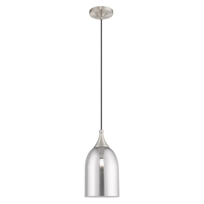 Livex Lighting Art Glass 1 Light Mini Pendant, Nickel