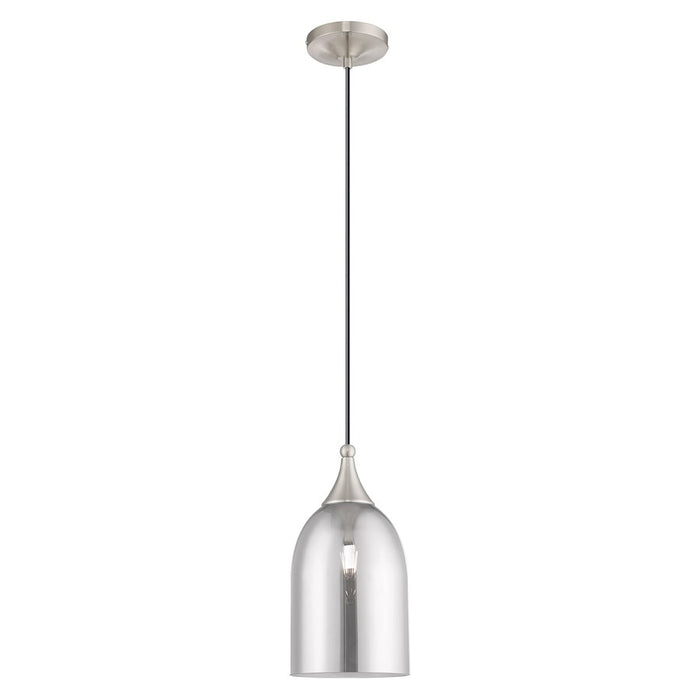 Livex Lighting Art Glass 1 Light Mini Pendant, Nickel