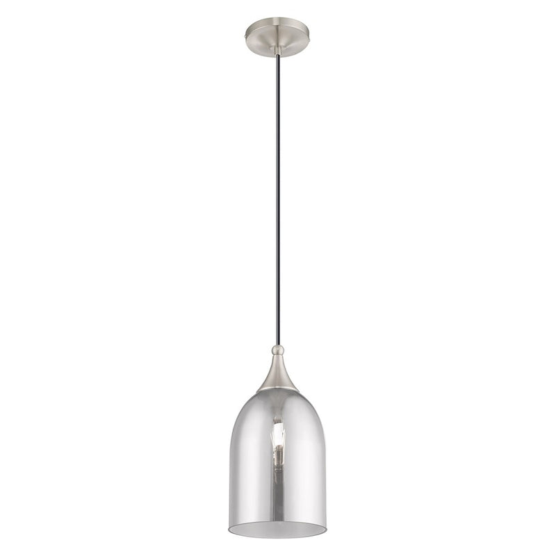 Livex Lighting Art Glass 1 Light Mini Pendant, Nickel