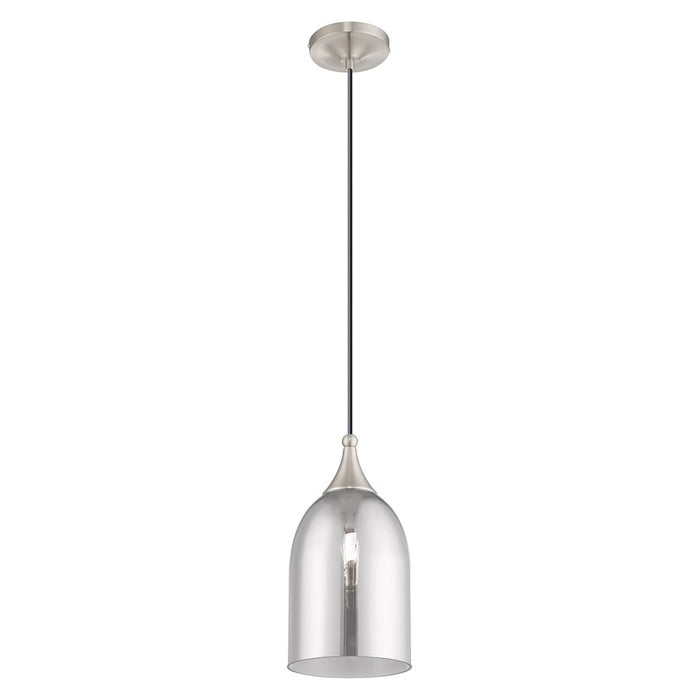 Livex Lighting Art Glass 1 Light Mini Pendant, Nickel