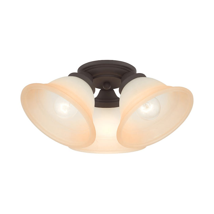 Livex Wynnewood 3 Light Flush Mount, Bronze/Sunrise