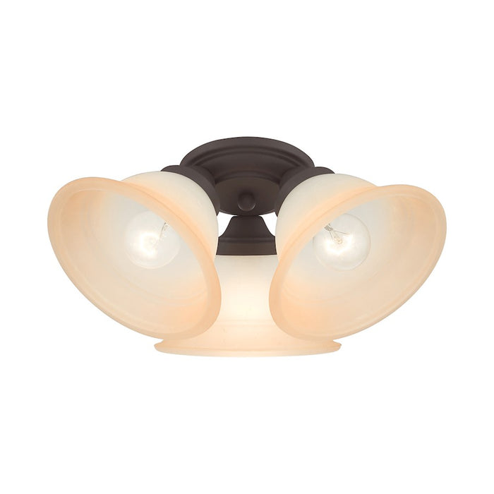 Livex Wynnewood 3 Light Flush Mount, Bronze/Sunrise