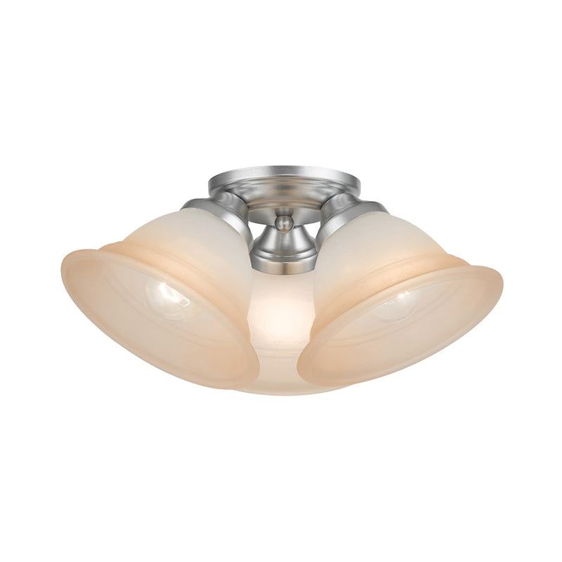 Livex Wynnewood 3 Light Flush Mount, Painted Satin Nickel