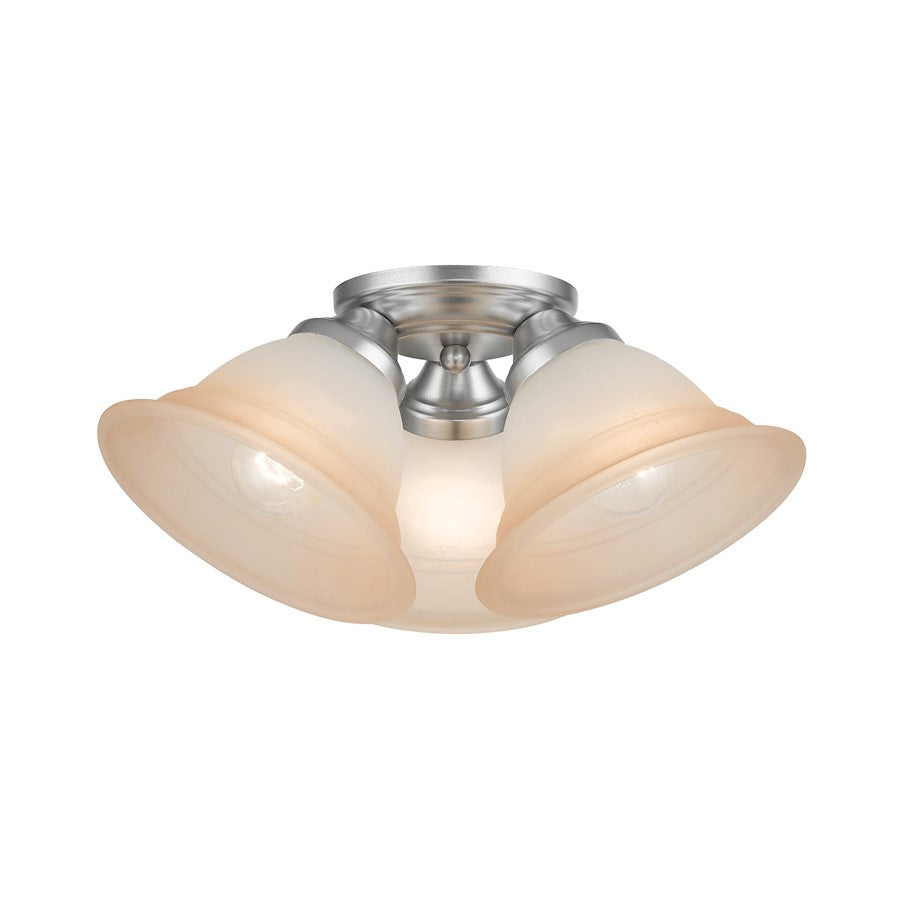 Livex Wynnewood 3 Light Flush Mount, Painted Satin Nickel