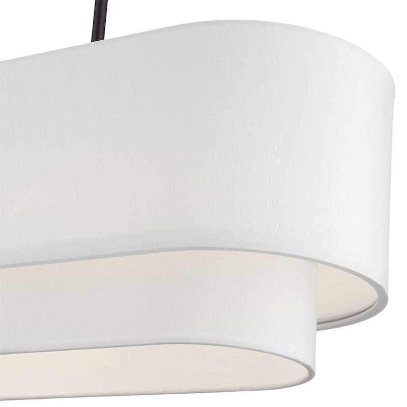 Livex Manorwood 3Lt Med. Linear Chandelier, Bronze/White/White Fabric