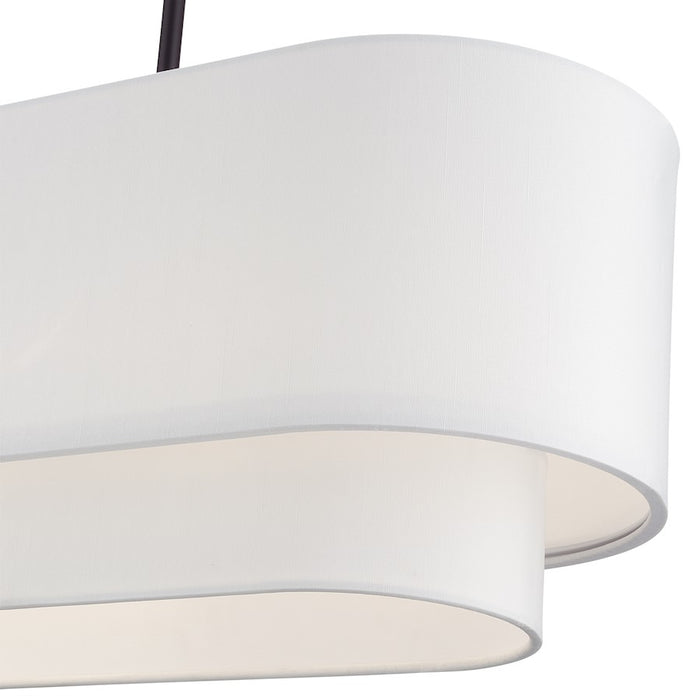 Livex Manorwood 3Lt Med. Linear Chandelier, Bronze/White/White Fabric