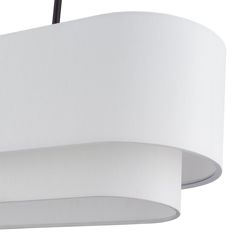 Livex Manorwood 3Lt Med. Linear Chandelier, Bronze/White/White Fabric