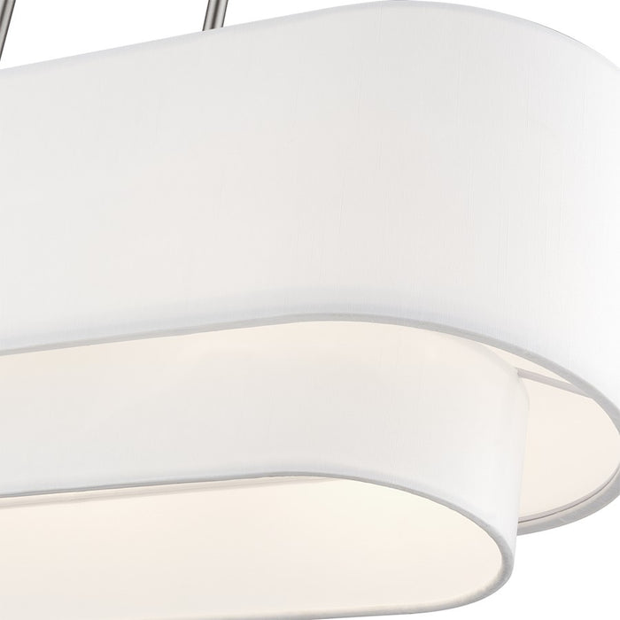 Livex Manorwood 3Lt Med. Linear Chandelier, Nickel/White/White Fabric