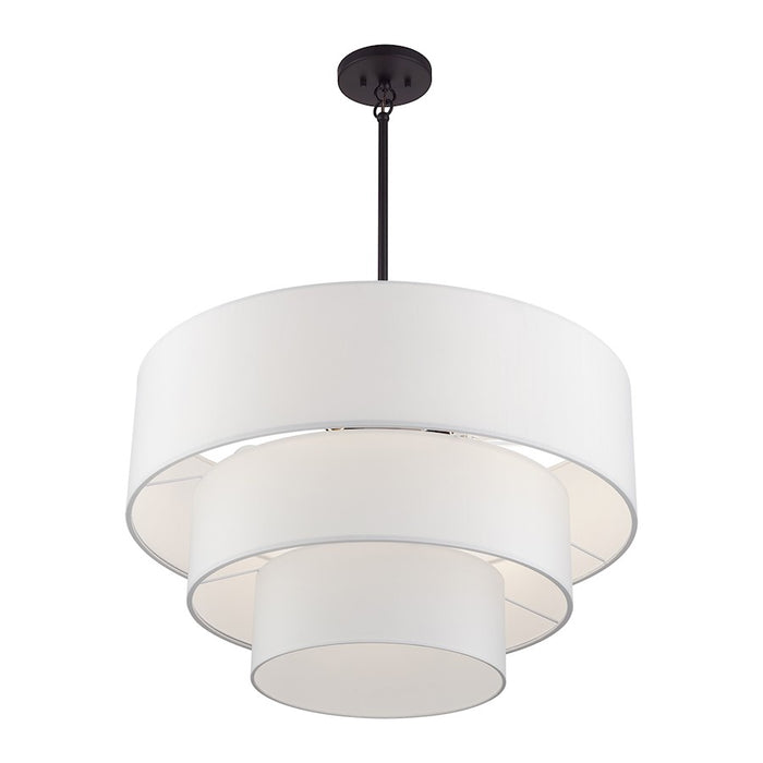 Livex Manorwood 5Lt Med. Pendant Chandelier, Bronze/White/White