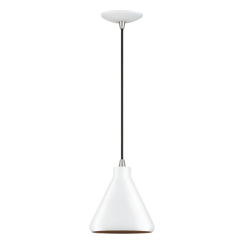 Livex Geneva 1Lt Mini Pendant, White/Nickel/White Aluminum/Gold