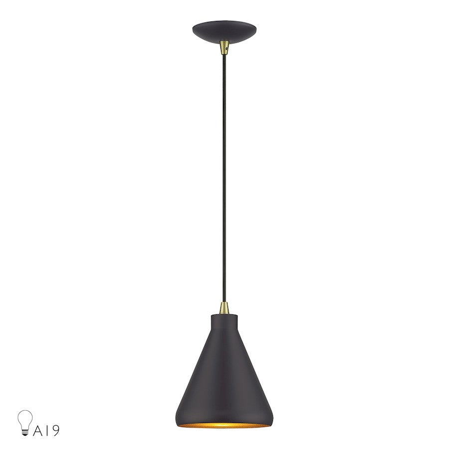 Livex Geneva 1Lt Mini Pendant, Bronze/Brass/Bronze Aluminum/Gold - 41177-07