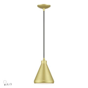 Livex Geneva 1Lt Mini Pendant, Gold/Brass/Gold Aluminum/White - 41177-33