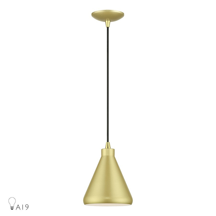 Livex Geneva 1Lt Mini Pendant, Gold/Brass/Gold Aluminum/White - 41177-33