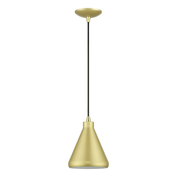 Livex Geneva 1Lt Mini Pendant, Gold/Brass/Gold Aluminum/White