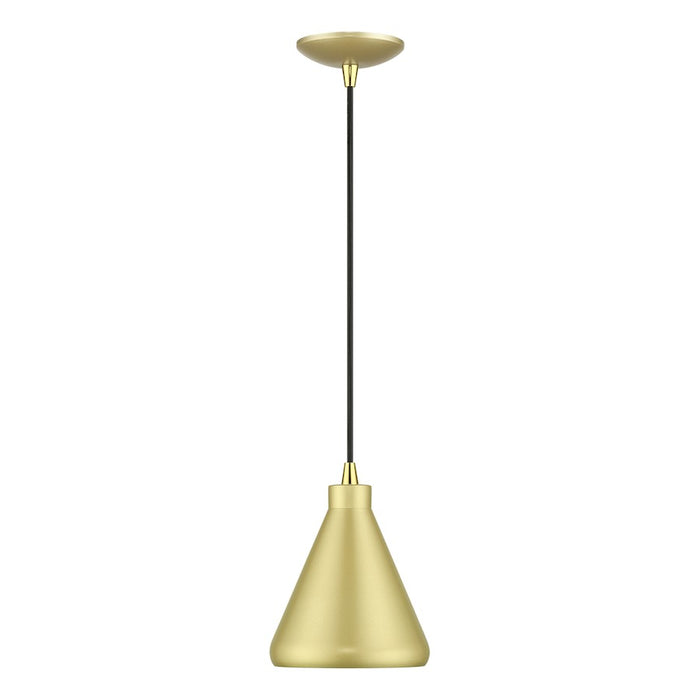 Livex Geneva 1Lt Mini Pendant, Gold/Brass/Gold Aluminum/White