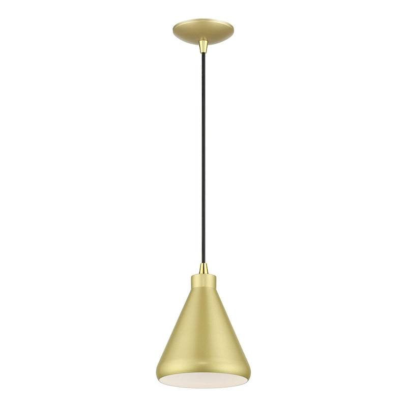 Livex Geneva 1Lt Mini Pendant, Gold/Brass/Gold Aluminum/White