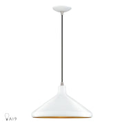Livex Geneva 1Lt Pendant, White/Nickel/White Aluminum/Gold - 41179-03