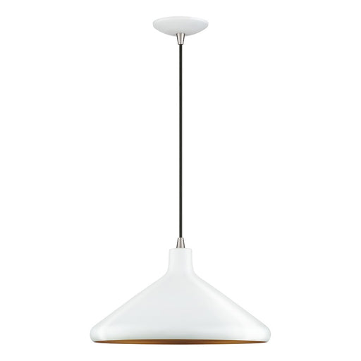 Livex Geneva 1Lt Pendant, White/Nickel/White Aluminum/Gold