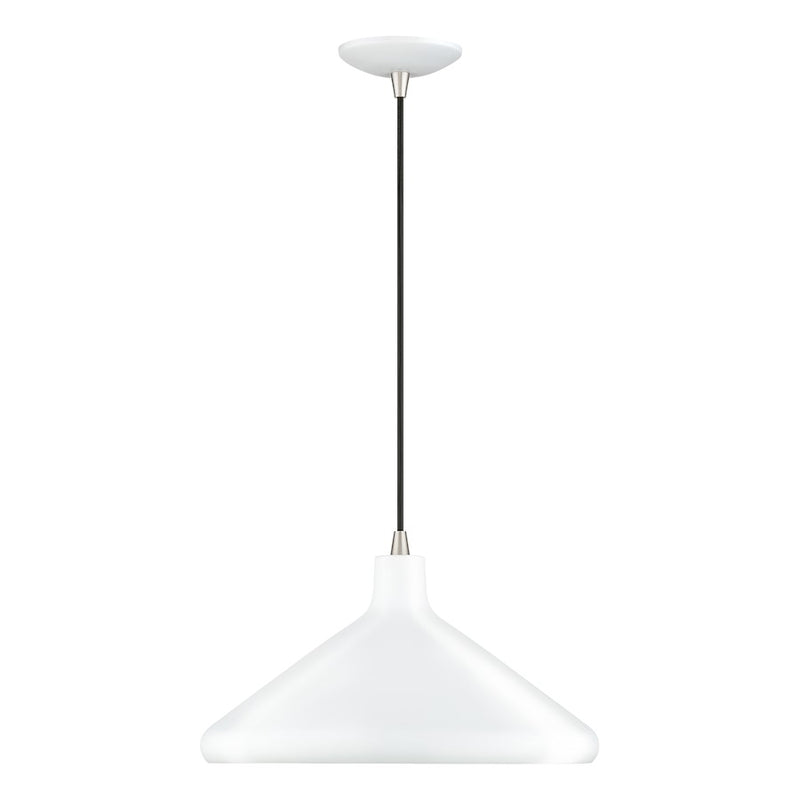 Livex Geneva 1Lt Pendant, White/Nickel/White Aluminum/Gold