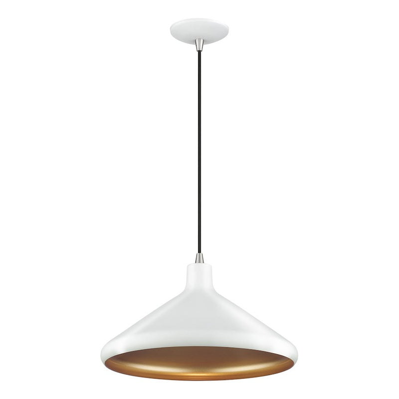 Livex Geneva 1Lt Pendant, White/Nickel/White Aluminum/Gold