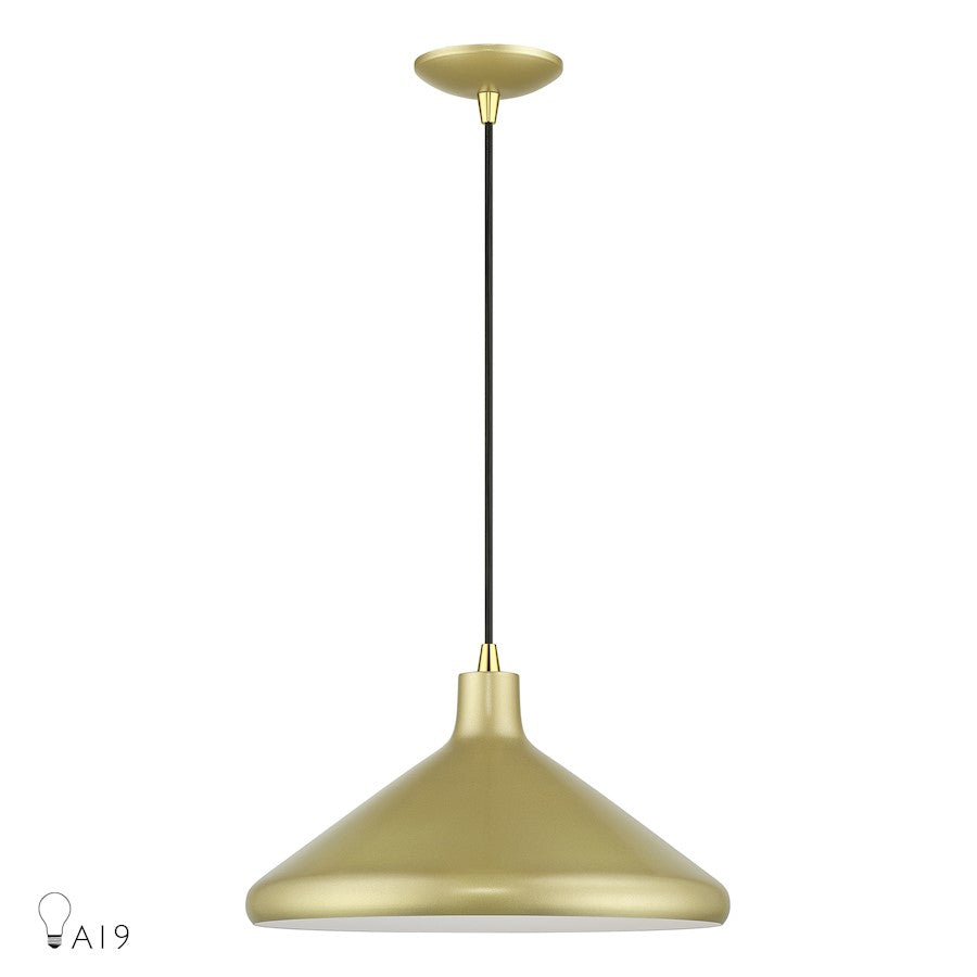 Livex Geneva 1Lt Pendant, Gold/Brass/Gold Aluminum/White - 41179-33