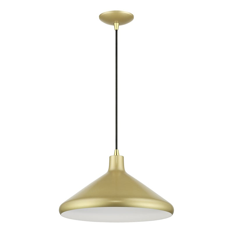 Livex Geneva 1Lt Pendant, Gold/Brass/Gold Aluminum/White
