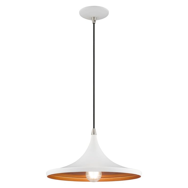 Livex Lighting Metal Shade 1 Light Mini Pendant, Gold Inside