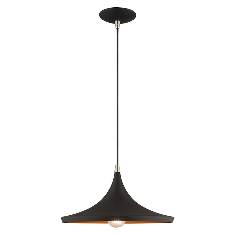 Livex Lighting Metal Shade 1 Light Mini Pendant, Gold Inside