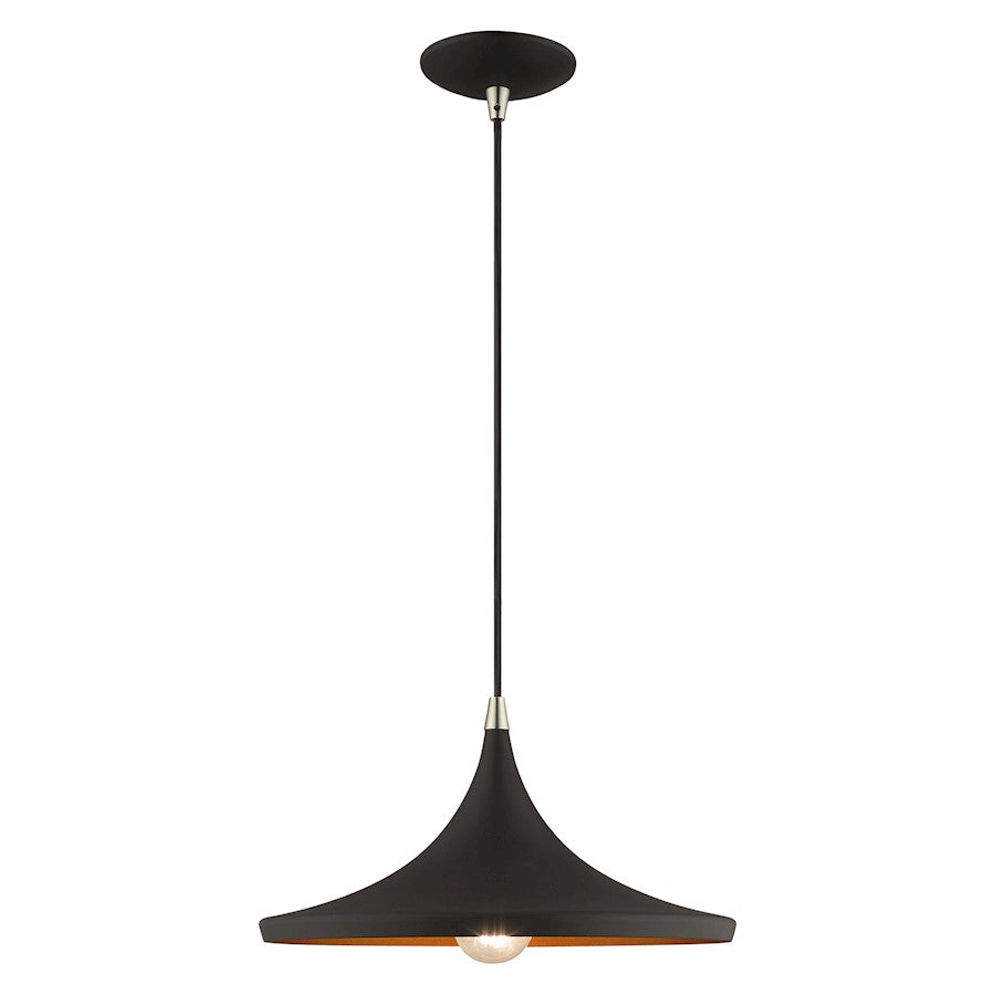 Livex Lighting Metal Shade 1 Light Mini Pendant, Gold Inside