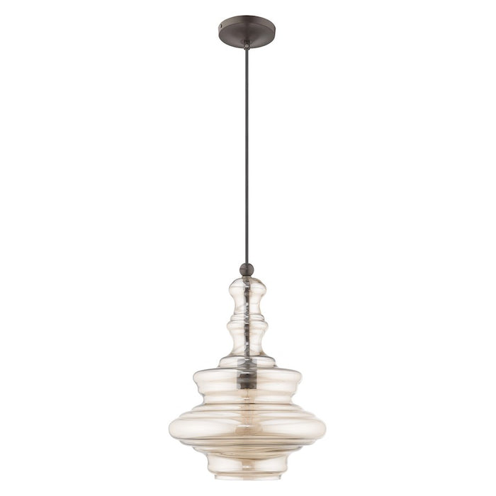 Livex Lighting Art Glass Throwback Style 1 Light Mini Pendant