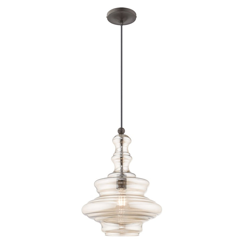 Livex Lighting Art Glass Throwback Style 1 Light Mini Pendant