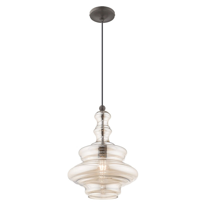 Livex Lighting Art Glass Throwback Style 1 Light Mini Pendant