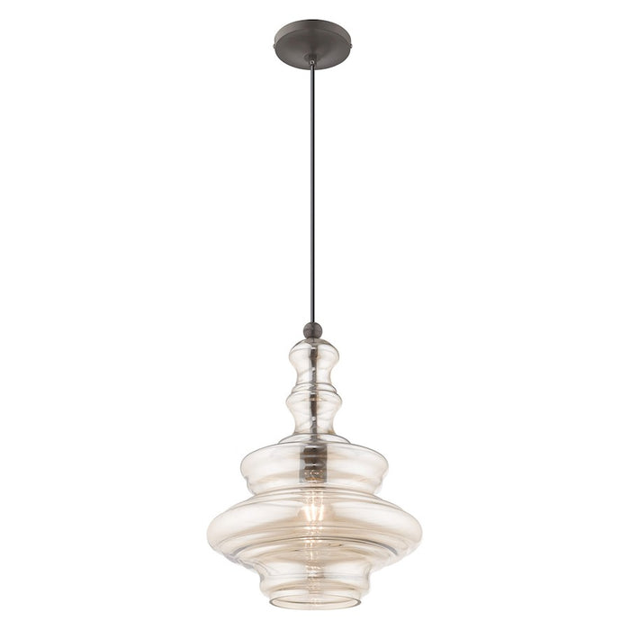 Livex Lighting Art Glass Throwback Style 1 Light Mini Pendant