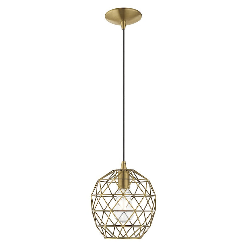 Livex Lighting Geometric Shade 1 Light Round Mini Pendant