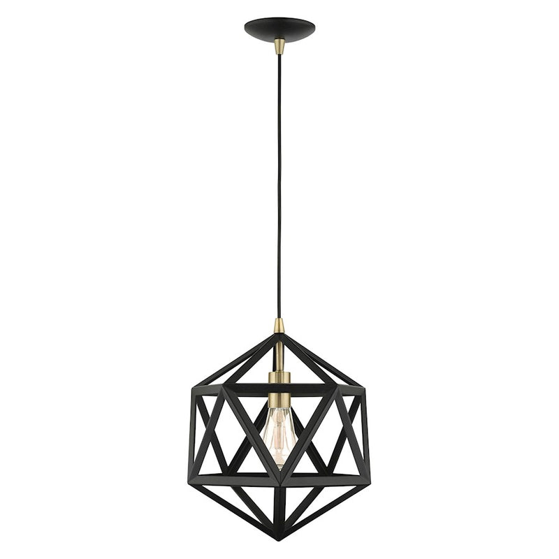 Livex Geometric 1 Light Pendant, Textured Black