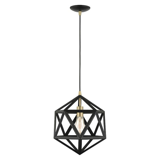 Livex Geometric 1 Light Pendant, Textured Black