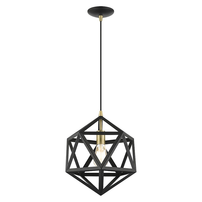 Livex Geometric 1 Light Pendant, Textured Black