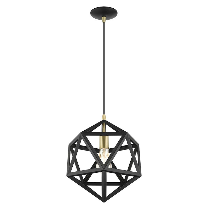 Livex Geometric 1 Light Pendant, Textured Black