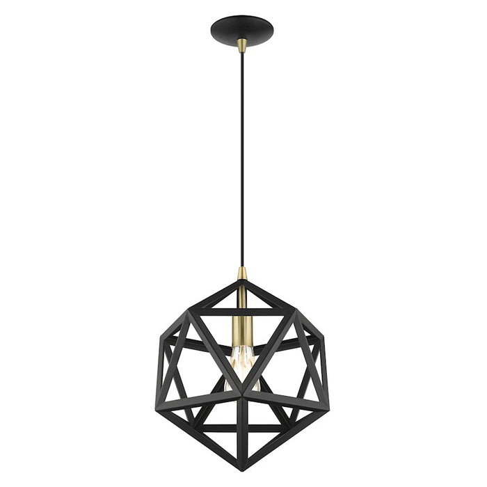 Livex Geometric 1 Light Pendant, Textured Black