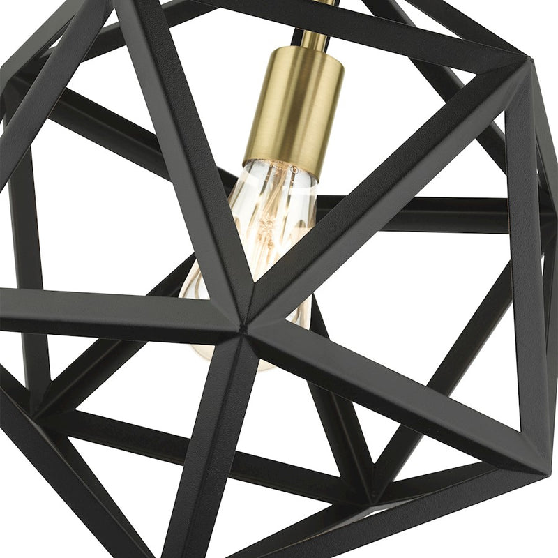 Livex Geometric 1 Light Pendant, Textured Black