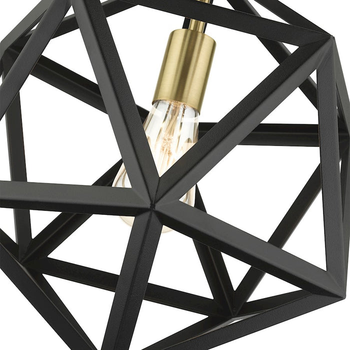 Livex Geometric 1 Light Pendant, Textured Black