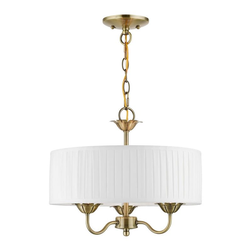 Livex Edinburgh 3 Light Pendant Chandelier, Off-White/White